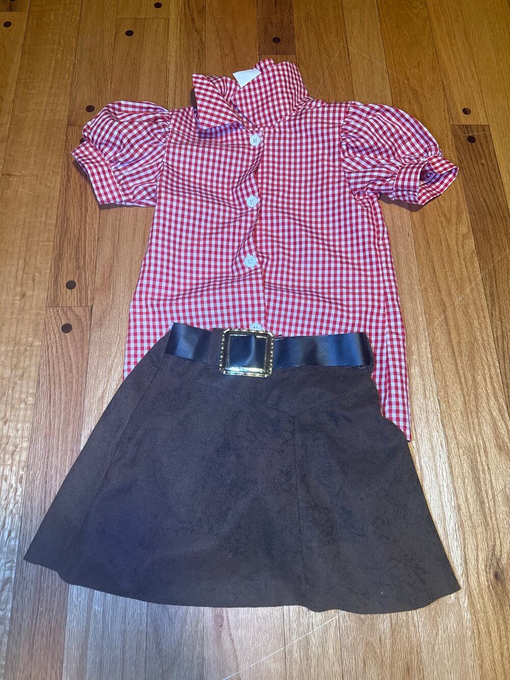 Girls Oktoberfest Costume Size 4-6 German Bavarian Gingham Blouse Skirt 2pc